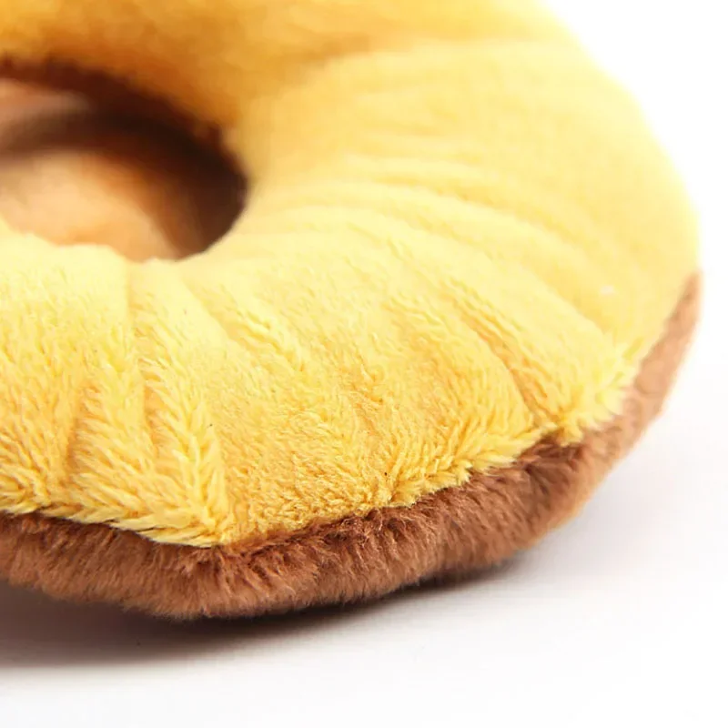 Soft Donuts Puppy Cat Dog Toys Squeaker Squeaky Plush Sound Pet Chew Throw Squeak Toys 3 Colors 5