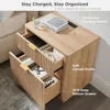 23'' Fluted Nightstand Set of 2 with Charging Station, Large 2 Drawer Bedside Table, Modern End Table with Storage, Mid Century 4
