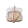 Hand-Woven Bamboo Food Serving Tent Basket Tray Fruit Vegetable Bread Storage Basket Kitchen Outdoor Picnic Mesh Net Cover 6