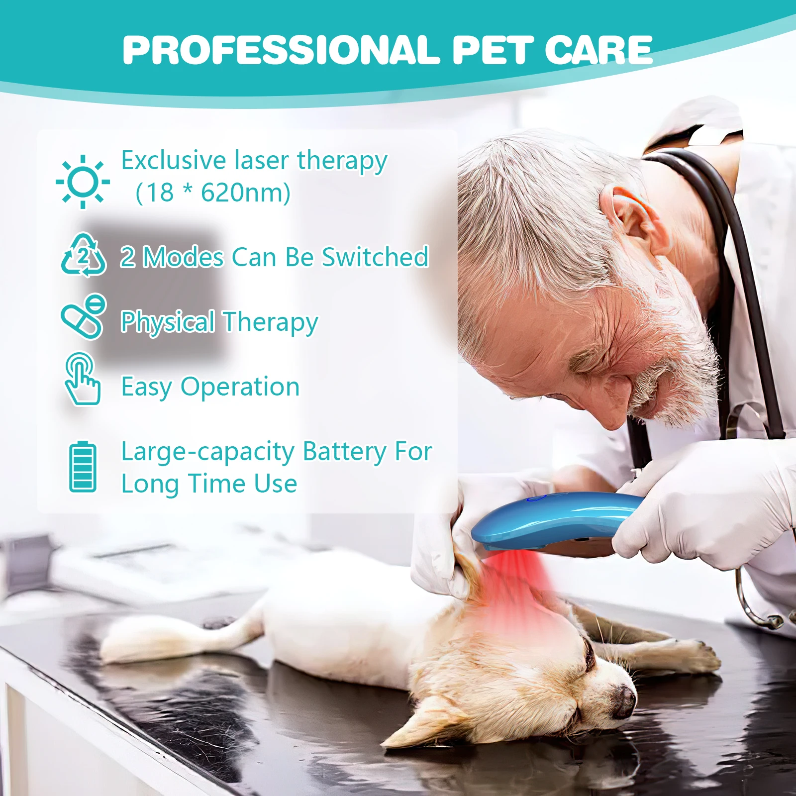 Cold Laser Therapy Vet Device 620nm Wavelength Handheld Red Light Therapy Pet for Arthritis Treatment Pain Relief&Skin Pain pet laser therapy device