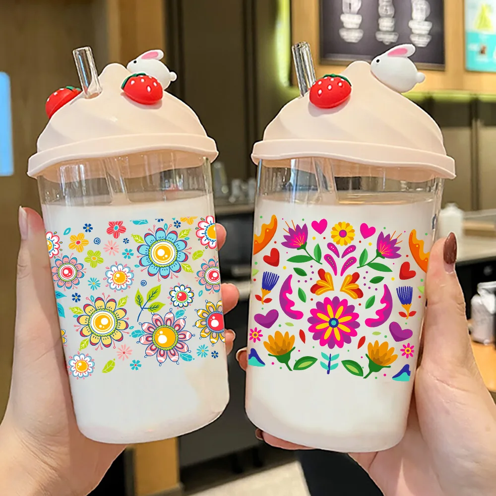 Daisy wild flower peel waterproof DIY Decals 3D transfers uvdtf crystal stickers 16oz uv dtf cup wraps for Libbey Glasses