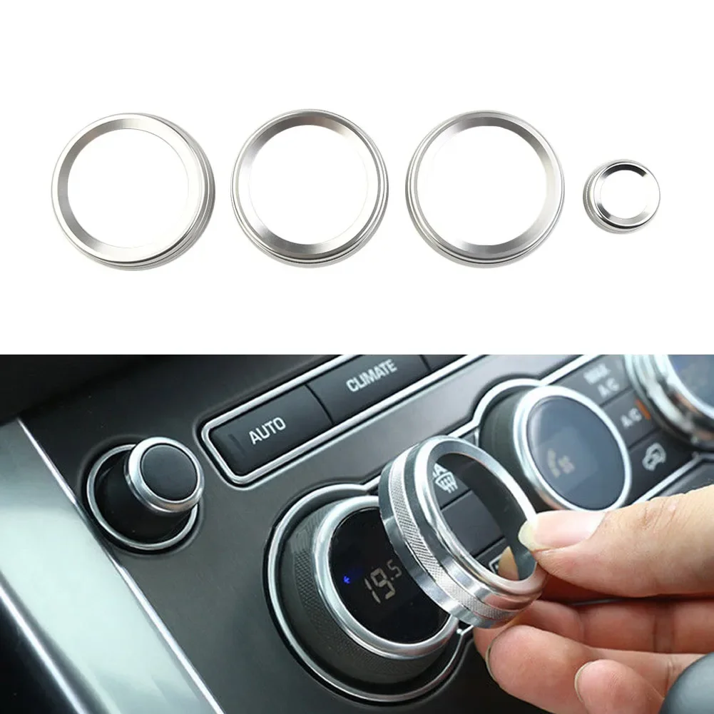 

Automobile Covers Knob Button Interior Kit Ring Set Silver Trim 4pcs Air Condition Aluminium Alloy For Land Rover