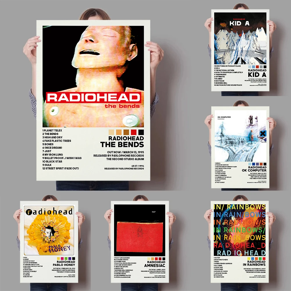 Retro Rock Band Radiohead Ok Computer In Rainbows Album Music Poster Canvas Painting Immagini A Parete Home Decor Fans Gift