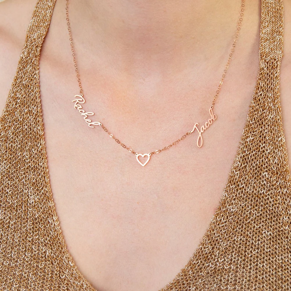 Personalized Customized Necklace for Women Double Name Pendant