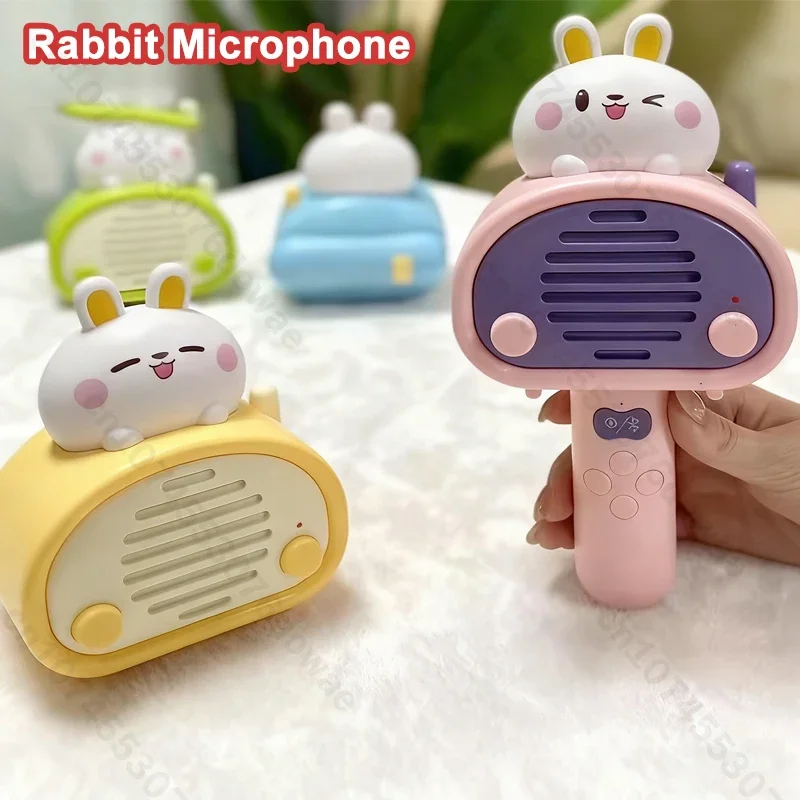 Handheld Microphone Speaker Music Player Rabbit Children's Karaoke Singing Machine Toy Speaker Player Party Sound Support Gift