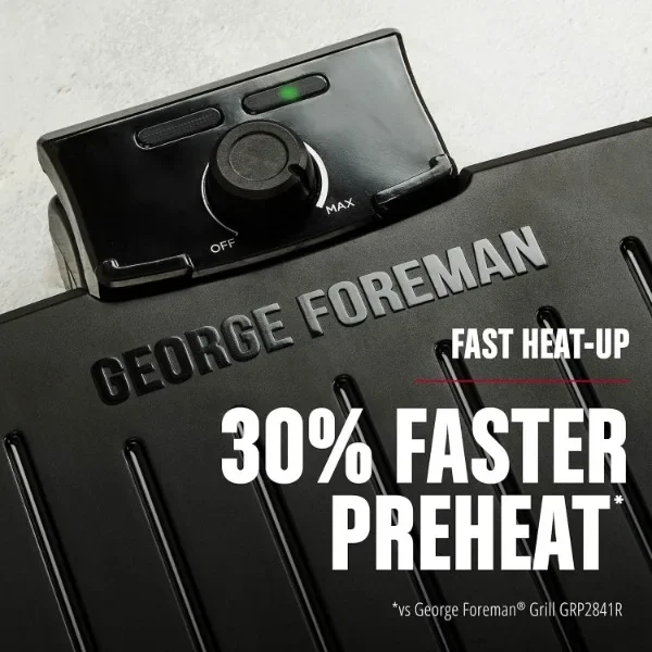 NEW GEORGE FOREMAN® Contact Submersible™ Grill, 5-Serving Grill - Adjustable Temperature Control, Black Plates 4