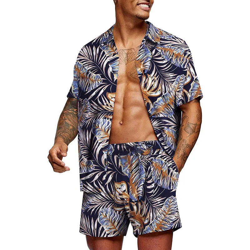 New Men Hawaiian Sets Summer Floral 
