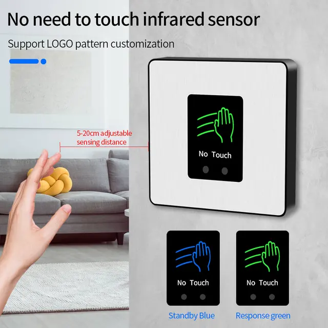 Touchless Door Access Exit Button with Infrared Sensor LED COM NO NC for Access Control System Entry 3