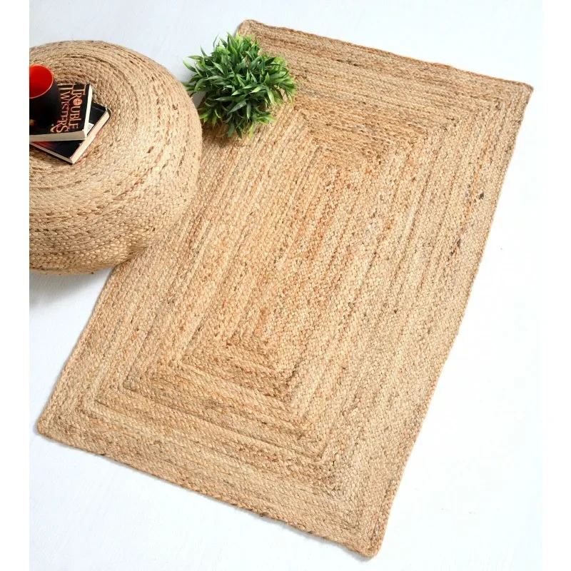 

Rug Natural Carpet Braided Jute Area Rug Farmhouse Rustic Look Area Rug