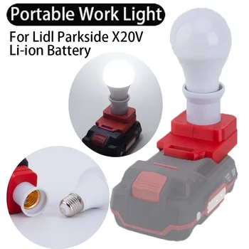 Lidl Parkside 20V 리튬 이온 배터리, 무선 휴대용 E27 전구 램프, 실내 및 실외 작업용 LED 조명, 신제품