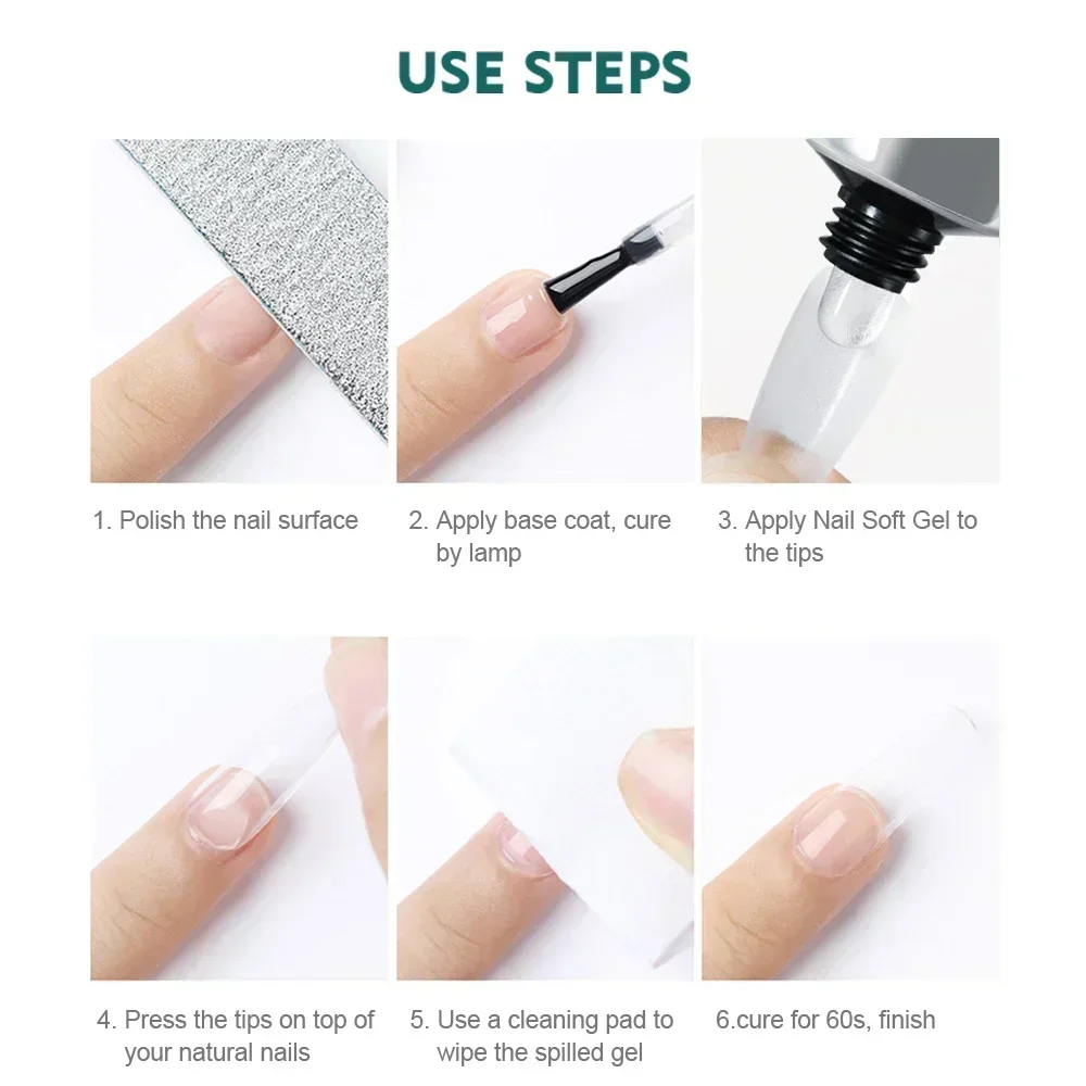 Nailpop Pro Soft Nail Tips Gel Glue 20g Adhesive Fake Nails Long Lasting Soak Off UV Gel Nail Polish Manicure Products for Nails 6