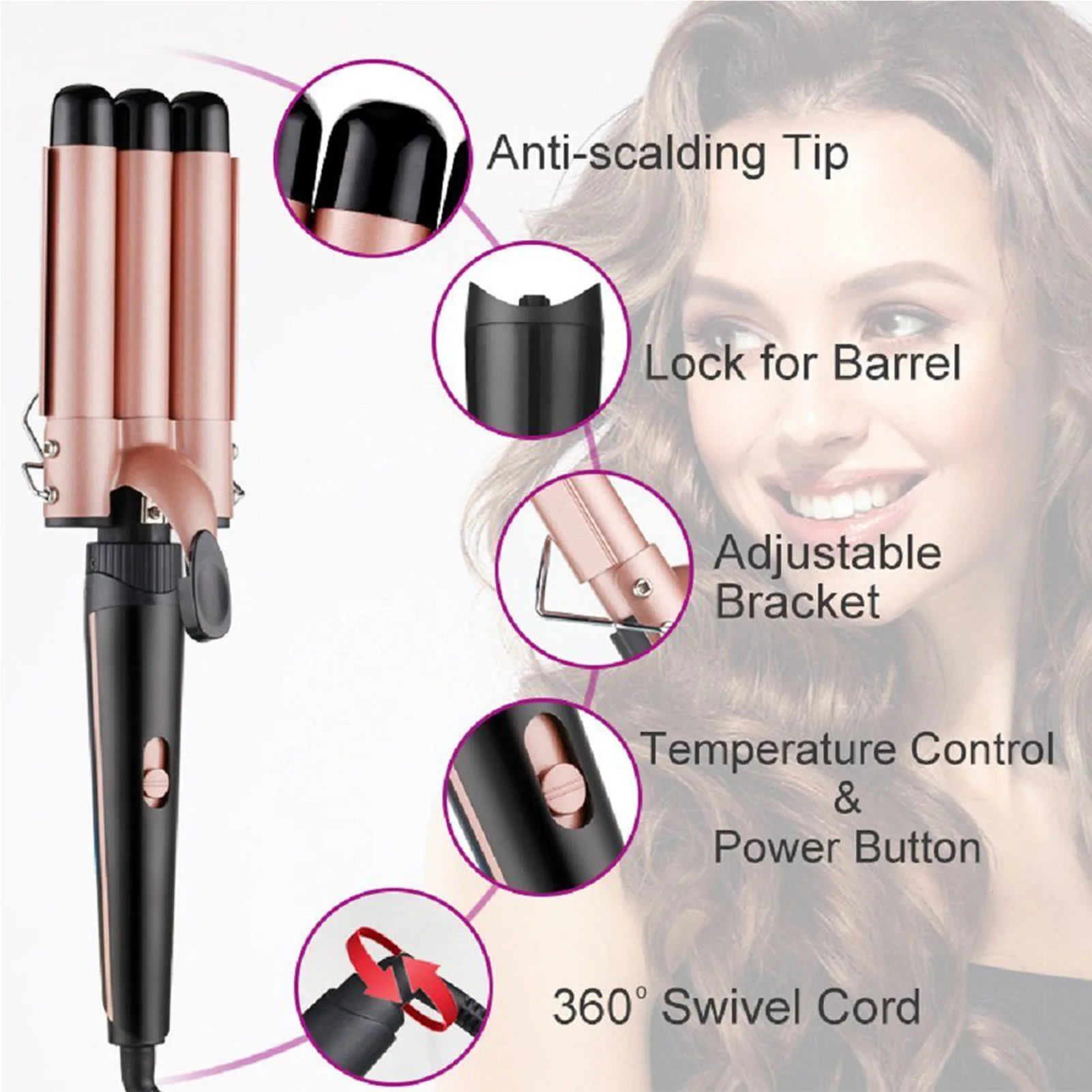 5 in 1 Electric Heating Hair Curler Professional LCD Display Hair Wand Curler for Women and Men Salon