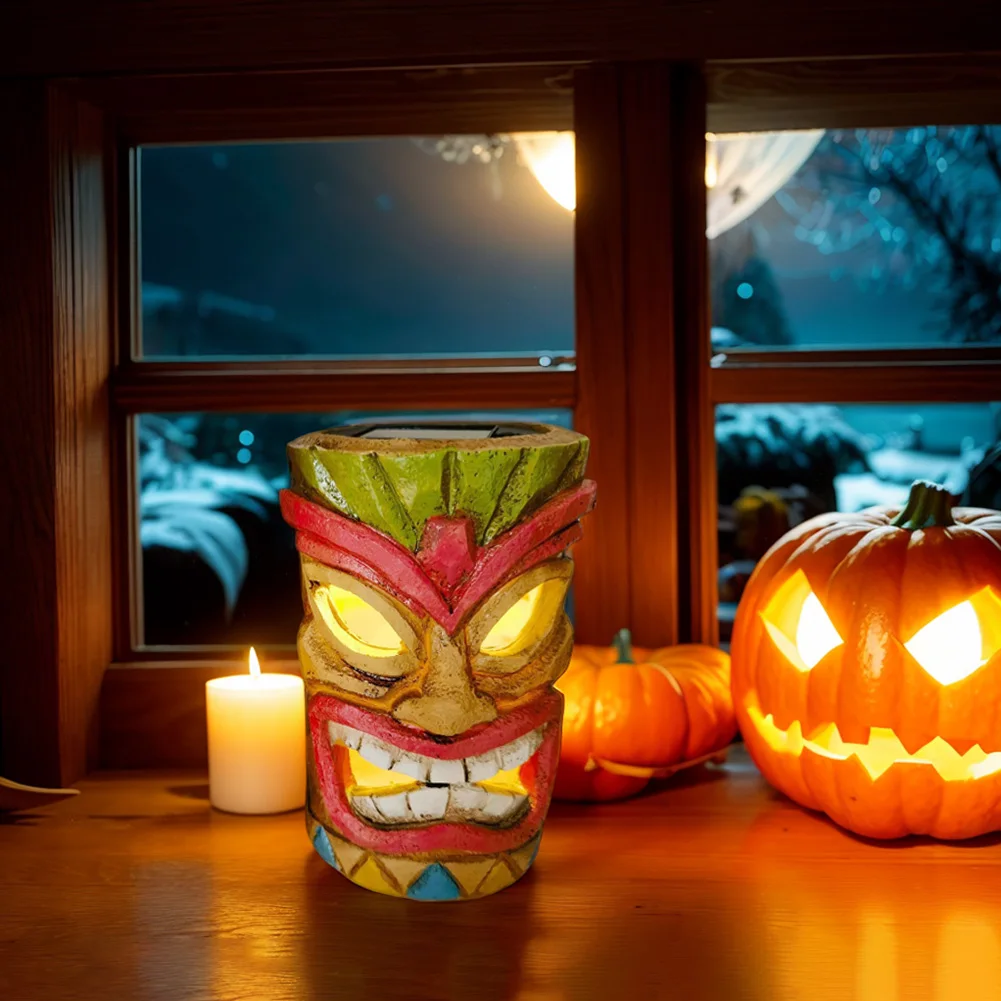 Resin Solar Tiki Statue Garden Decoration for Halloween Outdoor