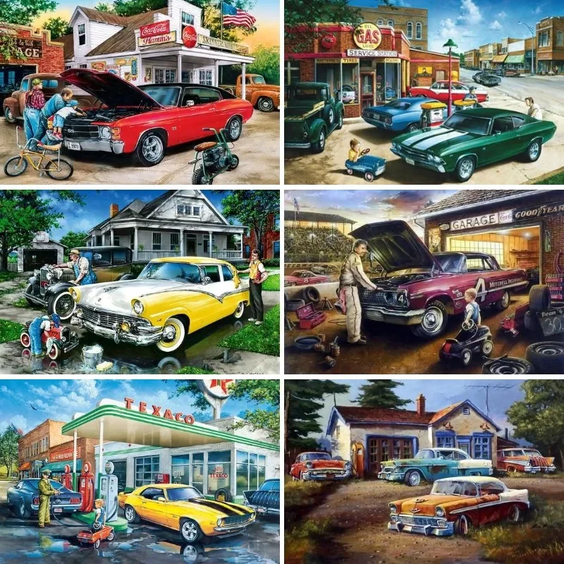 5D Diamant Malen Nach Zahlen Kit – Vintage Auto Motiv, 30,5 X 40,6 Cm, Mit Allem Zubehör, Für Erwachsene