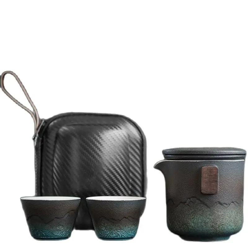 LuxuryTravelTeaCupSetCeramicPortableBagTravelMugOutdoorRetro