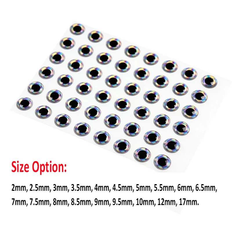 [100PCS] 3D  Eyes for Lure Making Fly Tying Stick Fishing Silver 3mm 4mm 5mm 6mm 7mm 8mm 9mm 10mm 11mm 12mm 14mm 16mm 18mm 20mm 2