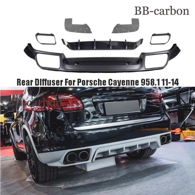 

For Porsche Cayenne 958.1 Car Body Kit High Quality PP Unpainted Rear Bumper Diffuser Lip 11-14