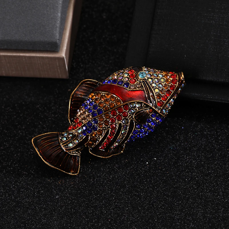 Red Fish Brooch - Carp Animal Brooch, Zinc Alloy With Rhinestones - Fashion Coat Pin For Women