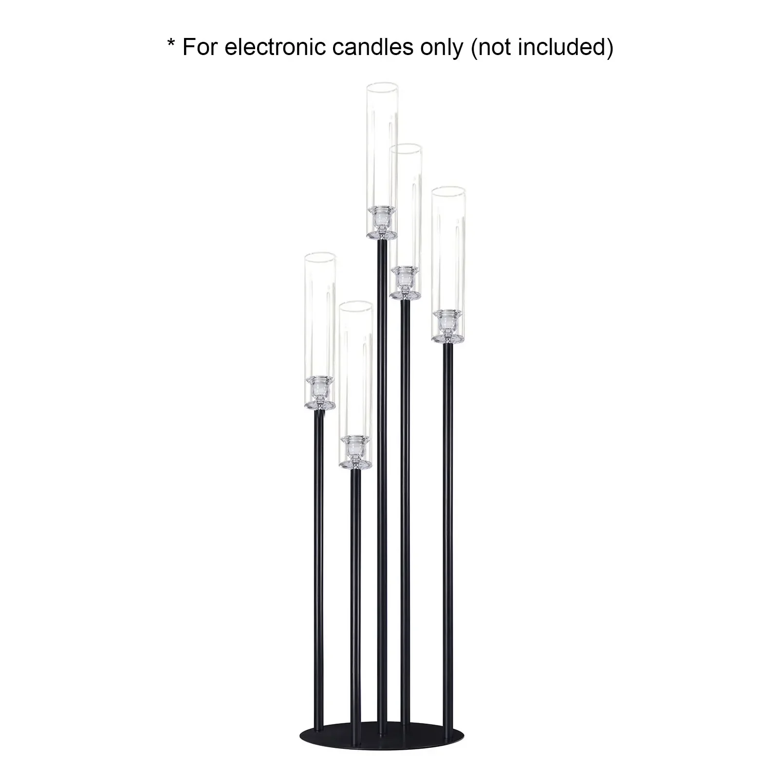 Black Taper Candle Holders for LED Candles Metal 5 Arms Candelabra Candlestick Holders for Wedding Engagement Party Decoration