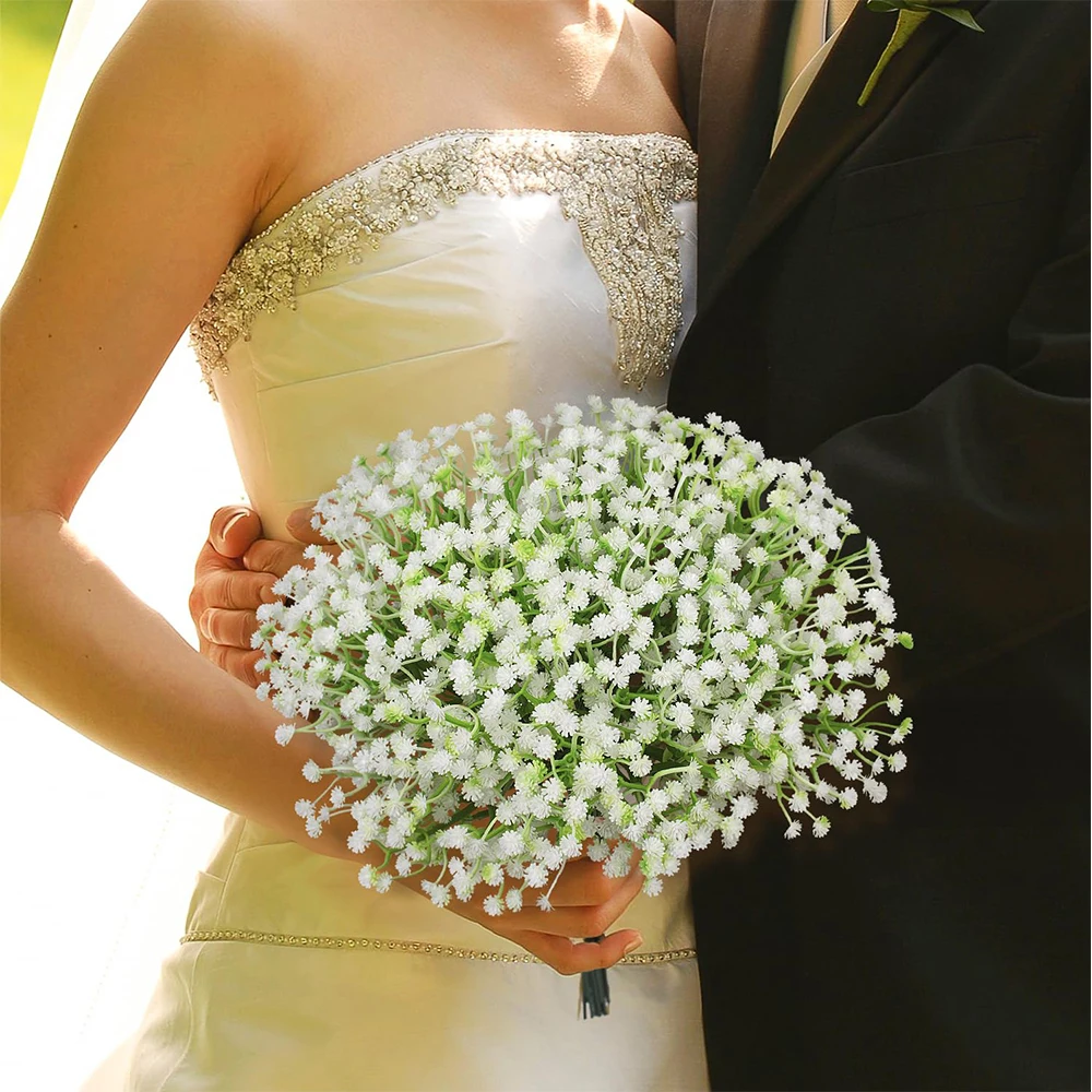 50 Stück künstlicher Gypsophila-Blumenstrauß, 29 cm, für Partyzimmer, Vase, DIY, Blumenarrangement, Zuhause, Hochzeitsdekoration, Atemblume des Babys – Detail 3