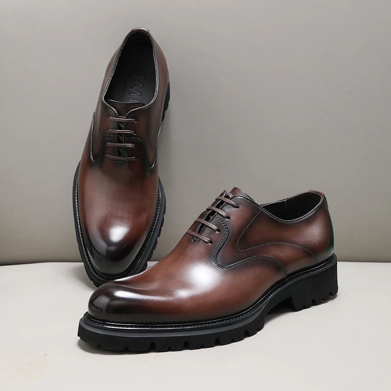 Men's Shoes Work Wear Laces Style Leather Make Oxford Size 45 Marriage High-end