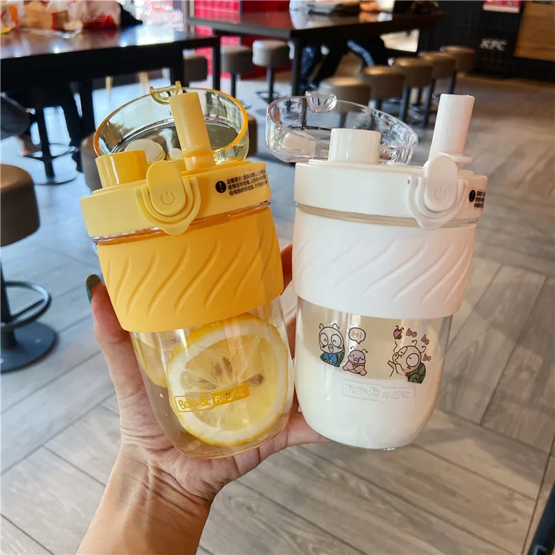

Portable Juice Straw Cup Jar Plastic Creative Cute Travel Cup with Straw Water Bottle Cute Bottle Girl Kitchen Supplies
