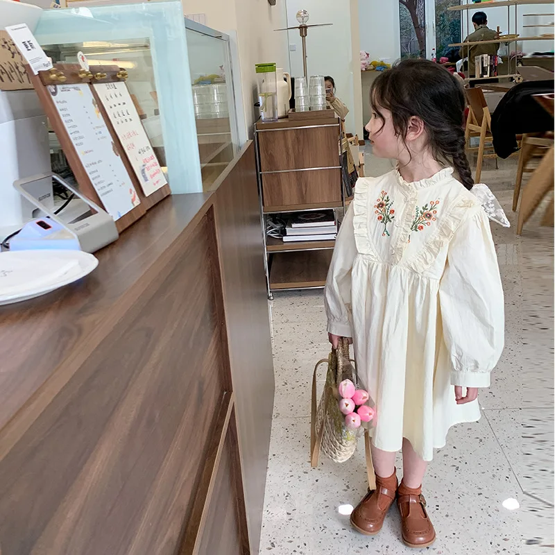 

Fashion Autumn Children Flower Dress Classical Kids Girls Dress Long Sleeve Cotton Princess Fall Dress for Toddler Girl Clothes