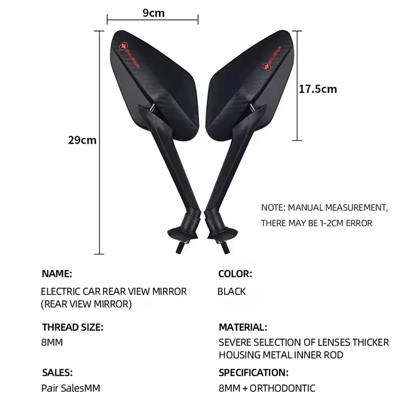 Gilera GP800 Fuoco Nexus 500 Runner 125 200 NEXUS250 용 2 개/짝 오토바이 탄소 섬유 백미러 사이드 미러 회전식 8mm