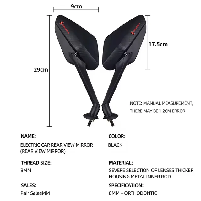 2Pcs/Pair Motorcycle Carbon Fiber Rearview Side Mirror Rotatable 8mm For Gilera GP800 Fuoco Nexus 500 Runner 125 200 NEXUS250