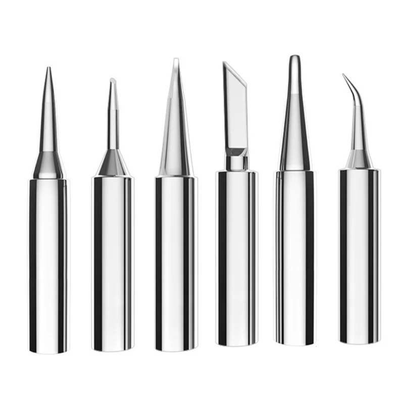 6 Pieces Lead-Free Welding Tips Bits Head Soldering Iron Tips 936 6 Types for Soldering Station Drop ship