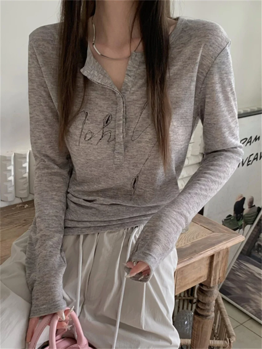 

PLAMTEE Korea Loose T-Shirts Women Lazy Style Casual Autumn Sunscreen Full Sleeve Slim Office Lady Tees Gentle Streetwear OL