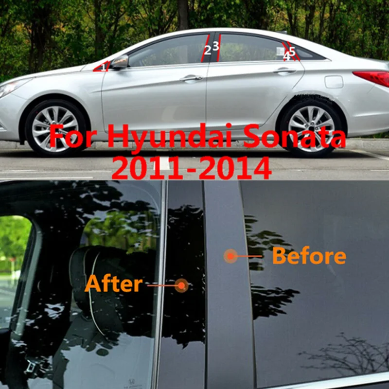 

10 шт./набор, блестящие черные столбы для окон и дверей HYUNDAI Sonata 2011-2014