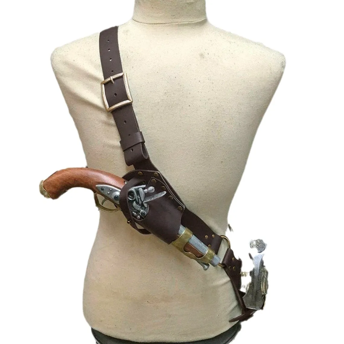 Medieval Pirate Baldric Shoulder Belt Sword Holder Scabbard Leather Dagger Flintlock Holster Accessory sword belt sheath