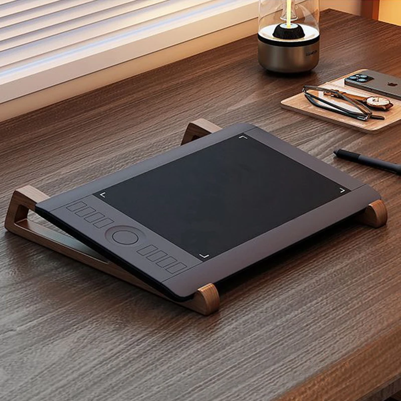 Y-2Pcs 나무 노트북 스탠드 인체공학적 휴대용 삼각형 디자인 데스크 라이저 냉각용 독서 사무실 액세서리