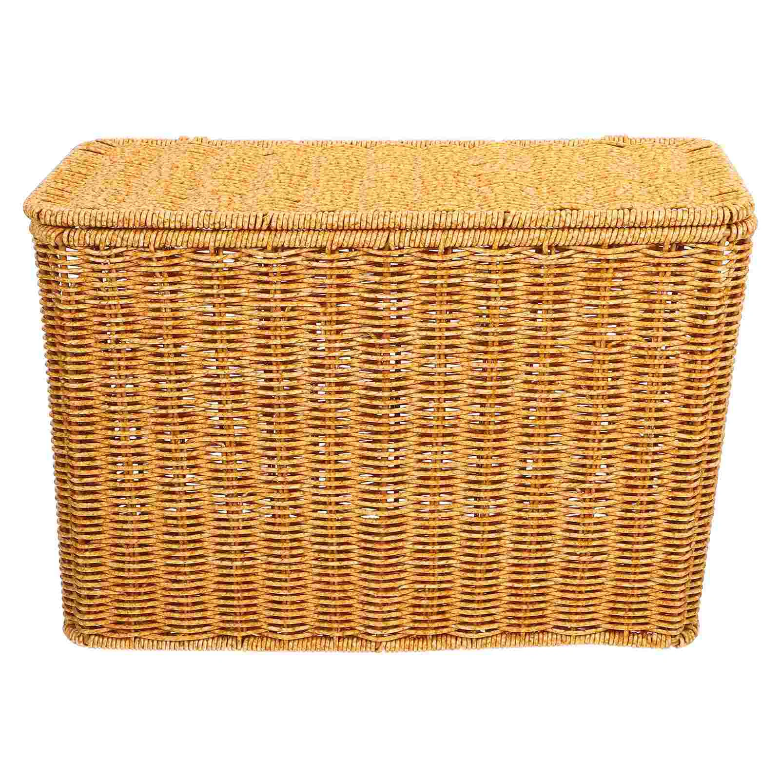 Narrow and Tall Storage Box with Lid Basket Magazine Holder Wicker Plastic Baskets Lids Child 6
