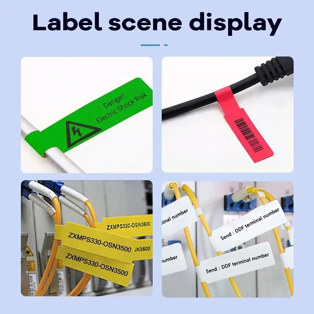 65Pcs/Roll Self Adhesive Cable Laber Paper Waterproof Smart Thermal Cable Sticker D110 Portable Identification Fiber Tag