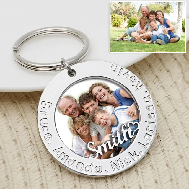 Portachiavi con foto personalizzate portachiavi con immagine personalizzata  per papà portachiavi con nomi di famiglia incisi con foto regalo per la