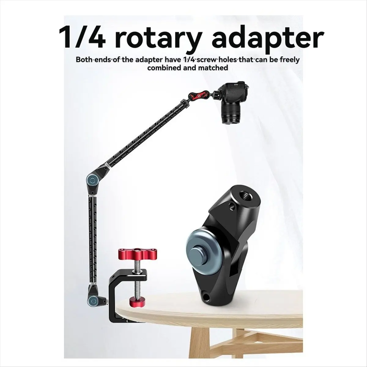 N05R 메탈 1/4 어댑터 SLR 카메라 사진 촬영 범용 짐벌 삼각대 핸드 컨버터 180 ° 고정형 스크린용 회전 기능