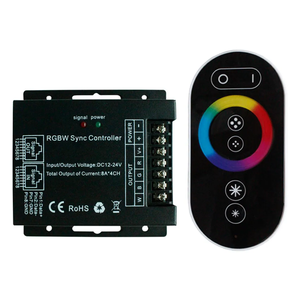 Touch Panel RGB RGBW LED Sync Controller Dimmer DC 12V 24V 16 Modes Wireless RF Remote Controller for RGB RGBW LED Strip Lights