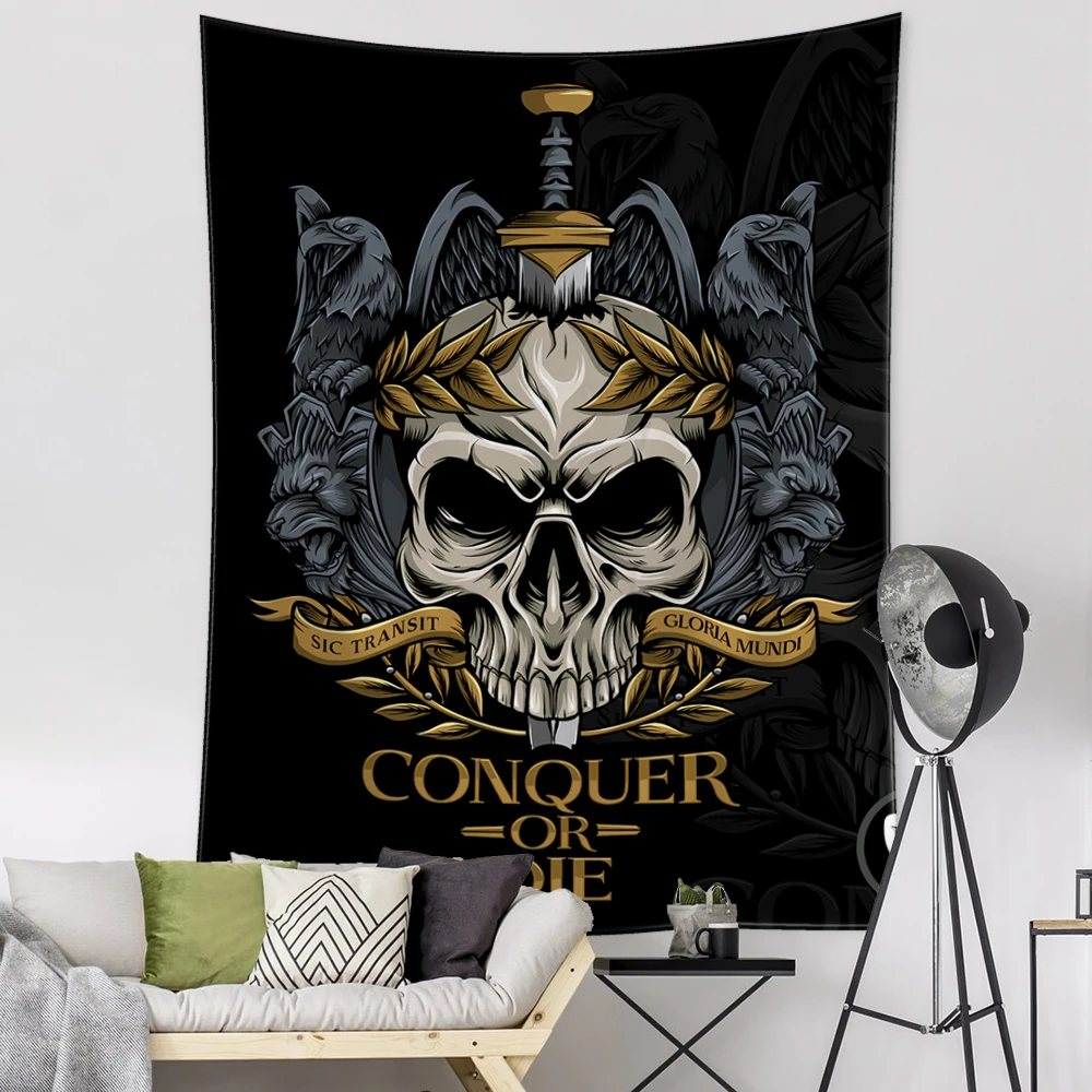 Viking Person Head Tapestry Wall Hanging Bohemian Room Dormitory Decor Ancient Psychedelic Witchcraft Mysterious