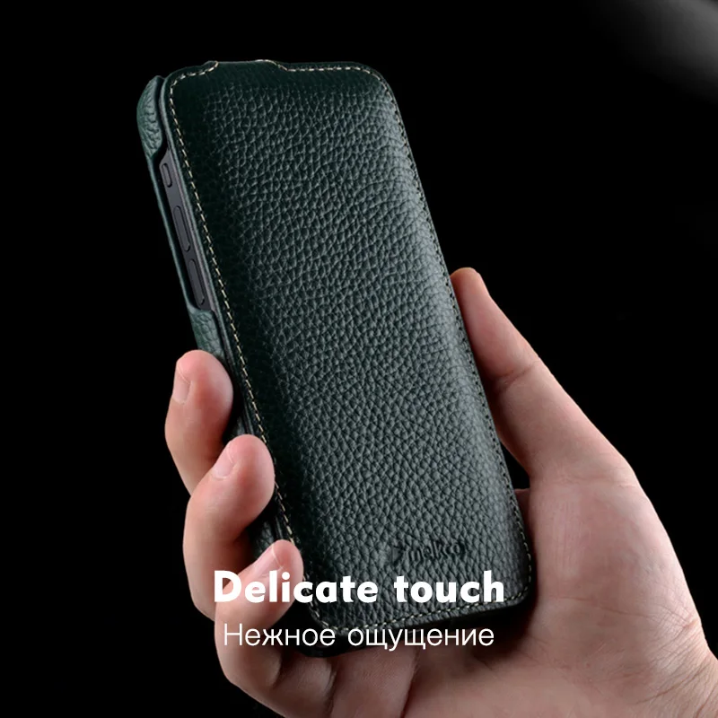 Melkco Handmade Genuine Leather Flip Case For iPhone 14 13 Pro Max Plus 12 mini Business Vertical Open Real Cow Phone Bag Cover