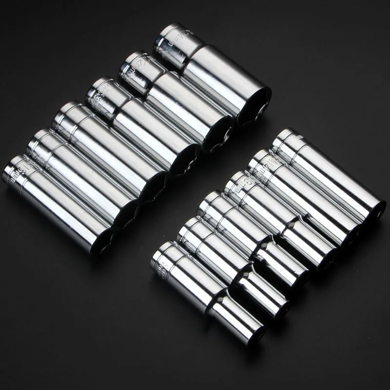 1PCS 1/2" Drive Deep Hex Socket CRV Hand Tools 6 Point Socket Wrench Head 78mm Long  Extension Sleeve Adapter 8-32mm Anti-rust 2
