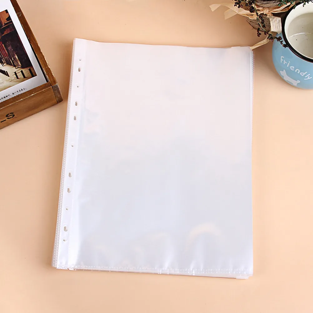 100Pcs 투명 시트 프로텍터 A4 11 홀 펀치 바인더 슬리브 파일 슬리브 문서 프로텍터 사무실 학교 홈용