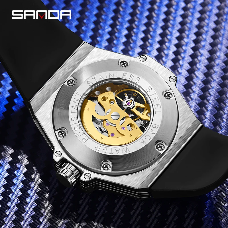 Mechanical Watch SANDA Luxury Tourbillon Men's Mechanical Watch Fashion Skeleton Automatic Clock Waterproof Sports Men's Watch Reloj Hombre