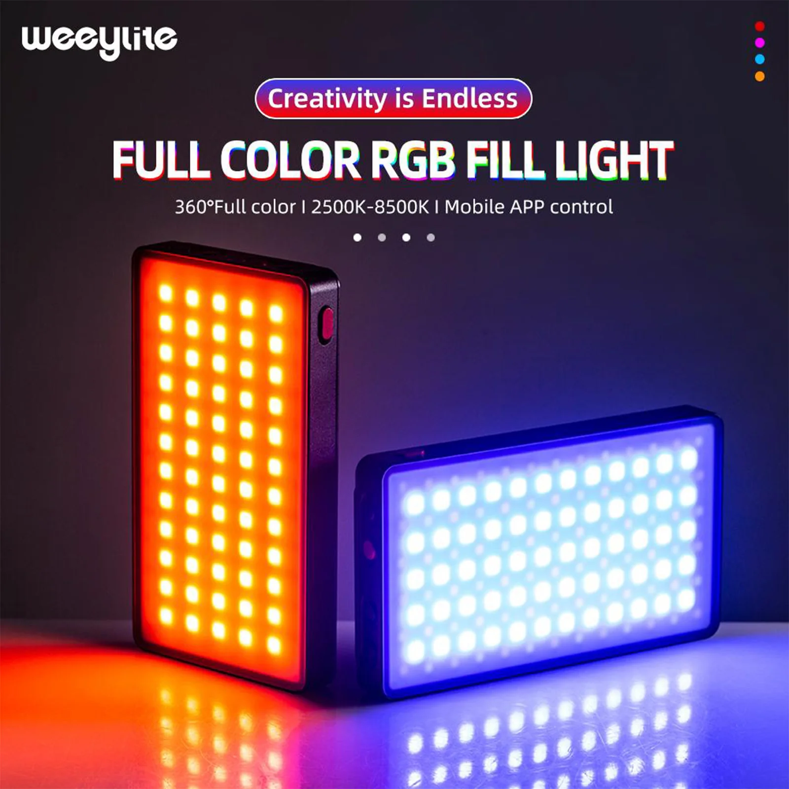 Viltrox Weeylite RB9 RGB LED Light Panel for Video Shooting Video Pocket Light Fill with Tripod and Phone Holder