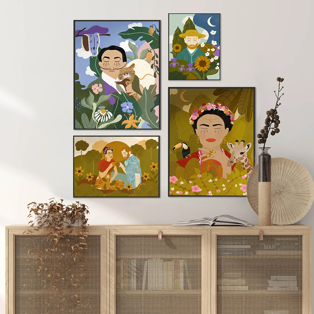 

Scandinavian Poster Portrait Flower Canvas Painting Cartoon Picasso Art Print Modern Wall Picture For Living Room Home Decor