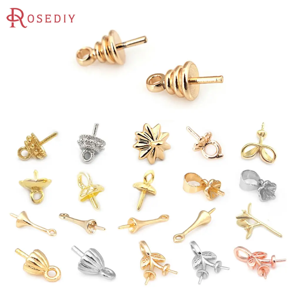 

High Quality 18K Gold Color Brass Half Hole Pearl Beads Connect Charms Beads Caps Diy Jewelry Making Accessories for Women