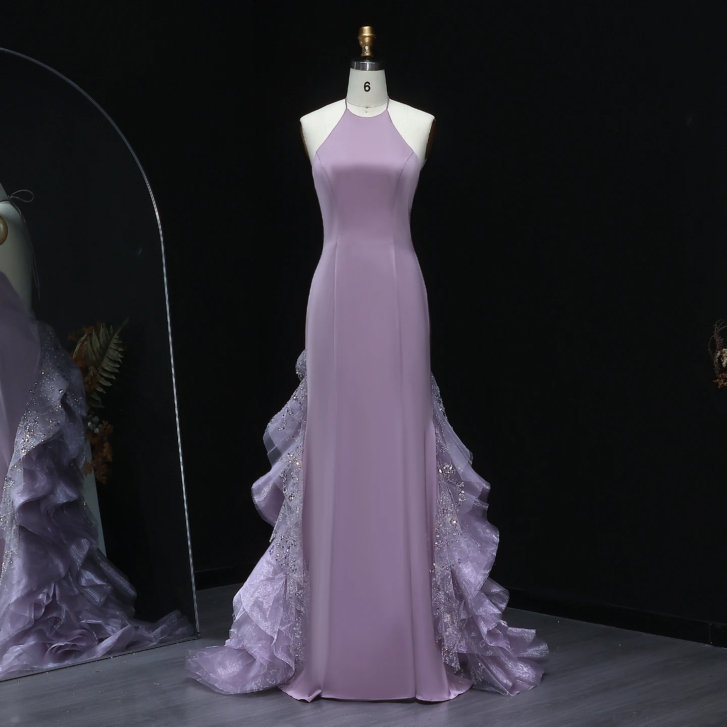 فستان مذهل الأزرق حورية البحر الرسن مساء اللباس مع...