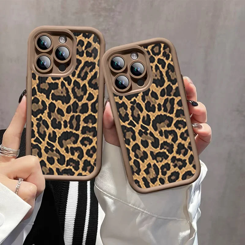 Leopard Print Pattern Phone Case For iPhone 11 12 13 14 15 Pro Max X XR XS Max 7 8 Plus Shockproof Silicone Soft TPU Back Cover