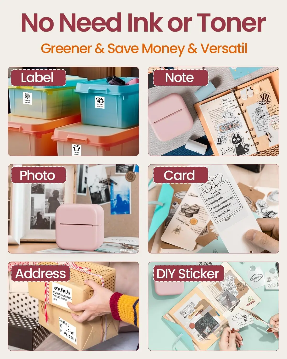 Thermal Printer Paper Roll Color/White Sticker Paper Compatible With Phomemo M02X M02L T02 Paper,(2in*11.5ft/Roll）53mm Width